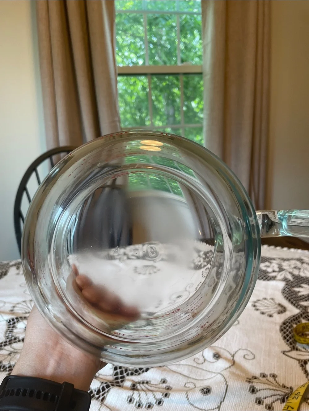 Pyrex Clear Glass Measuring Bowl with Red Markings